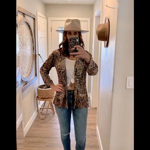 Velvet Leopard Print Blazer